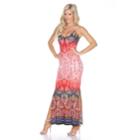 Women's White Mark Printed Side Slit Maxi Dress, Size: Xl, Red