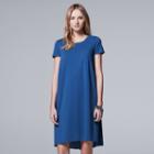 Women's Simply Vera Vera Wang Mixed-media T-shirt Dress, Size: Xl, Blue (navy)