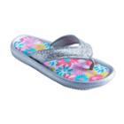 Girls 4-16 Tropical Flower Molded Sport Flip Flops, Girl's, Size: 1/2, Grey Other