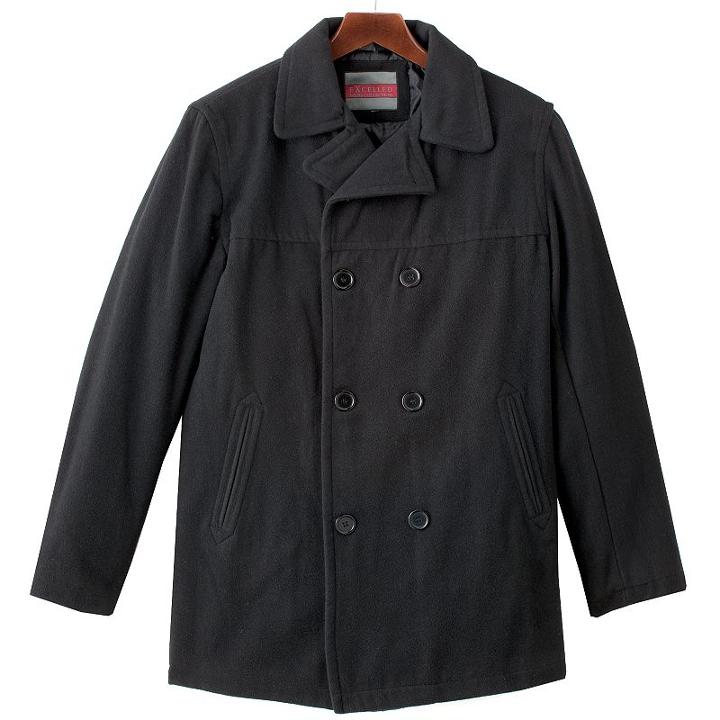 Men's Excelled Wool Blend Peacoat, Size: Xxl, Black