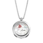 Blue La Rue Crystal Stainless Steel 1-in. Round Love Charm Locket - Made With Swarovski Crystals, Women's, Silver