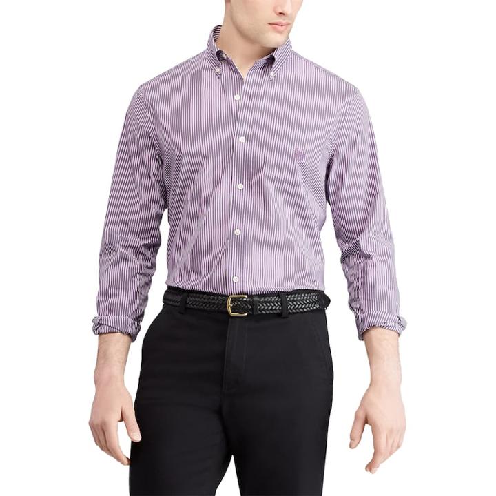 Men's Chaps Regular-fit Striped Stretch Easy-care Button-down Shirt, Size: Xl, Purple
