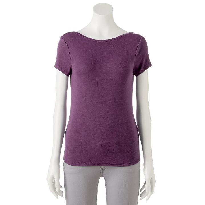 Women's Apt. 9&reg; Scoop-back Tee, Size: Xl, Purple