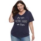 Plus Size Apt. 9 Graphic V-neck Tee, Women's, Size: 1xl, Dark Blue