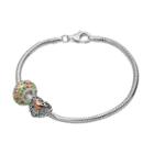 Individuality Beads Crystal Sterling Silver & 14k Rose Gold Over Silver Snake Chain Bracelet & Heart Bead Set, Women's, Multicolor