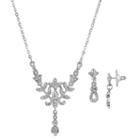 Downton Abbey Leaf Y Necklace & Drop Earring Set, Women's, Size: 16, White