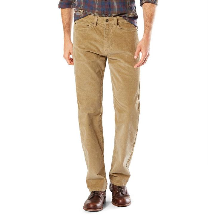 Men's Dockers Jean Cut Straight-fit Stretch Corduroy Pants, Size: 30x30, Beig/green (beig/khaki)