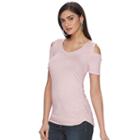 Women's Jennifer Lopez Ruched Cold-shoulder Tee, Size: Small, Pink