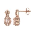 10k Rose Gold Morganite & 1/4 Carat T.w. Diamond Halo Stud Earrings, Women's, Pink