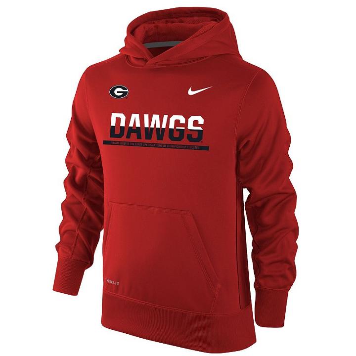 Boys 8-20 Nike Georgia Bulldogs Therma-fit Ko Hoodie, Boy's, Size: S(8), Med Red