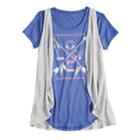 Girls 7-16 & Plus Size Mudd&reg; Graphic Print Tee & Vest Set, Size: 10, Med Blue