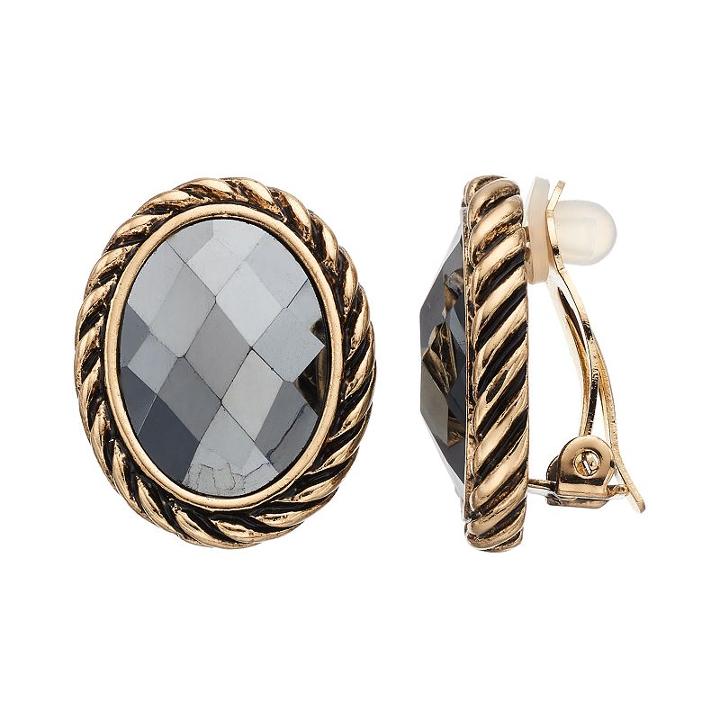 Dana Buchman Oval Nickel Free Clip On Earrings, Women's, Dark Beige