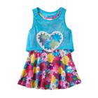 Toddler Girl Nannette Flower Dress & Detachable Slubbed Tank Top Popover Set, Size: 2t, Turquoise/blue (turq/aqua)