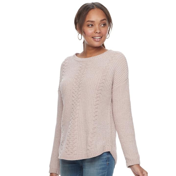 Women's Sonoma Goods For Life&trade; Cable-knit Chenille Sweater, Size: Xl, Grey