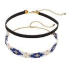 Mudd&reg; Beaded & Faux Suede Choker Necklace Set, Girl's, Blue