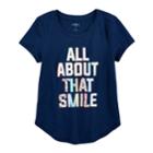 Girls 7-16 & Plus Size So&reg; Curve Hem Shiny Graphic Tee, Size: 12 1/2, Dark Blue