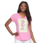 Women's Caribbean Joe Tropical V-neck Tee, Size: Medium, Med Pink