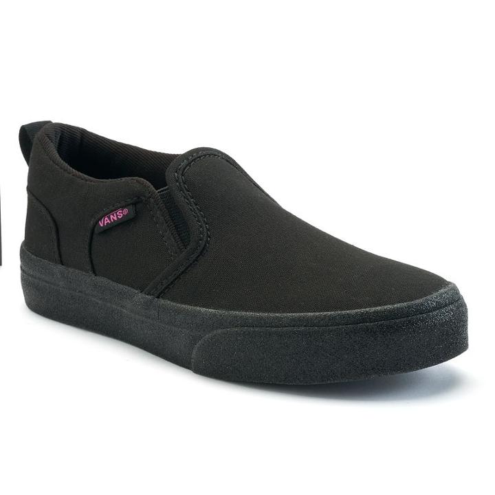 Vans Asher Slip-on Skate Shoes - Girls, Girl's, Size: Medium (11), Black