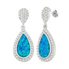 Lab-created Blue Opal & Cubic Zirconia Sterling Silver Teardrop Earrings, Women's