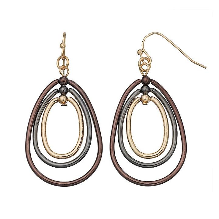 Apt. 9&reg; Graduated Pear Hoop Drop Earrings, Women's, Multicolor