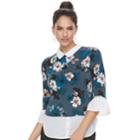 Women's Elle&trade; Printed Mock-layer Top, Size: Medium, Dark Blue