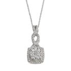 3/4 Carat T.w. Diamond 10k White Gold Twist Square Halo Pendant Necklace, Women's