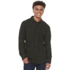 Men's Trinity Collective Rampart Flannel Button-down Shirt, Size: Small, Dark Green