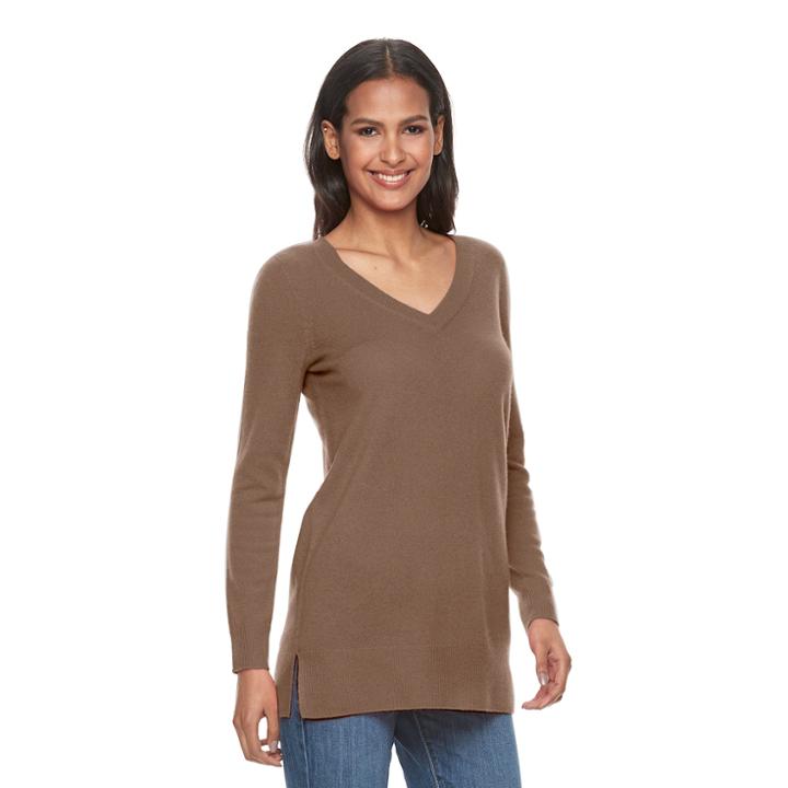 Women's Apt. 9® V-neck Cashmere Sweater, Size: Xl, Med Brown