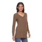 Women's Apt. 9&reg; V-neck Cashmere Sweater, Size: Xl, Med Brown