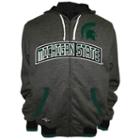 Men's Franchise Club Michigan State Spartans Power Play Reversible Hooded Jacket, Size: Xxl, Grey