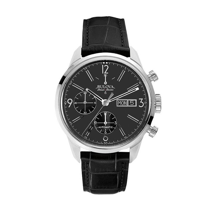 Bulova Men's Accu Swiss Automatic Leather Watch - 63c115, Black