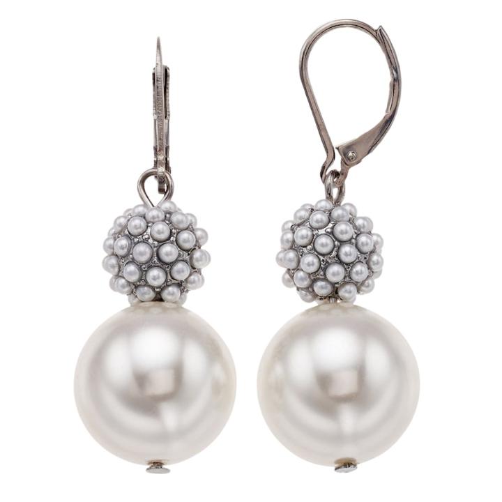 Simply Vera Vera Wang Simulated Pearl Double Drop Earrings, Women's, White