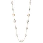 White Beaded Long Station Necklace, Women's, White Oth