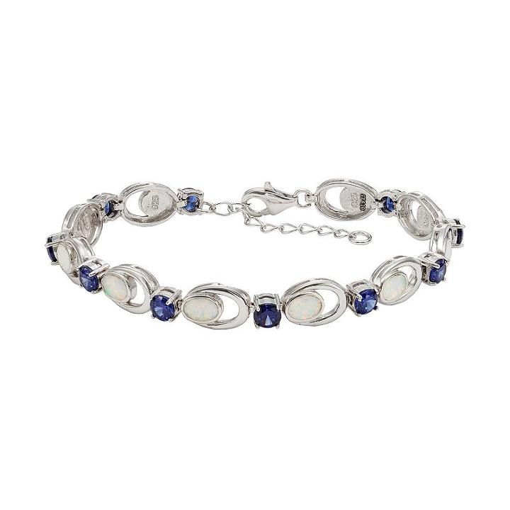 Lab-created Opal & Cubic Zirconia Sterling Silver Bracelet, Women's, Size: 8, Purple
