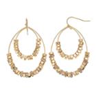 Dana Buchman Hexagonal Bead Nickel Free Double Drop Hoop Earrings, Women's, Gold