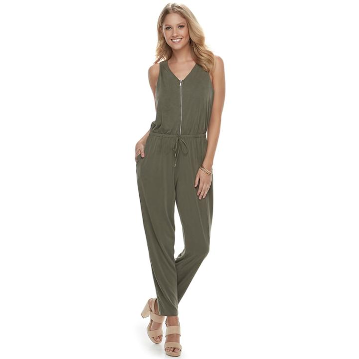 Women's Apt. 9&reg; Zipper Accent Jumpsuit, Size: Xl, Green