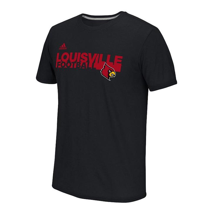 Men's Adidas Louisville Cardinals Sideline Grind Football Tee, Size: Medium, Black