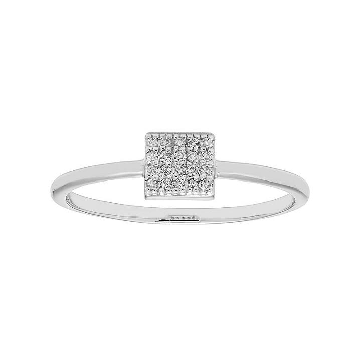 10k Gold Diamond Accent Square Ring, Women's, Size: 7.50, White