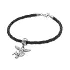 Logoart Sterling Silver & Leather Md Caduceus Doctor Charm Bracelet, Women's, Size: 7.5, Grey