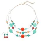 Multistrand Beaded Necklace & Drop Earring Set, Women's, Ovrfl Oth