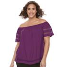 Juniors' Plus Size So&reg; Crochet Off-the-shoulder Top, Girl's, Size: 3xl, Purple