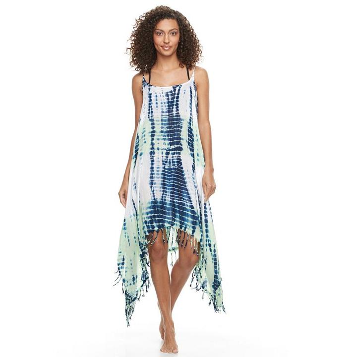 Women's Exist Tie-dye Frayed Cover-up, Multicolor