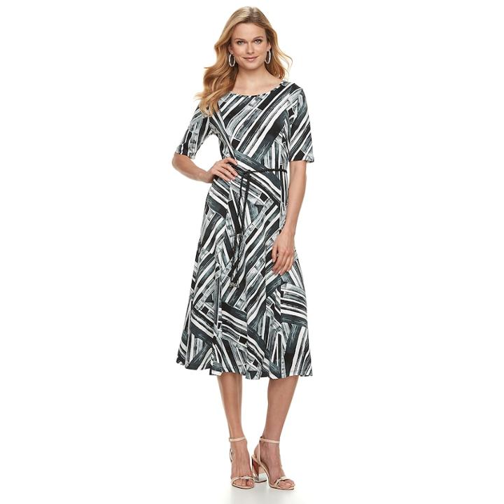 Women's Nina Leonard Print Midi Dress, Size: Small, Black