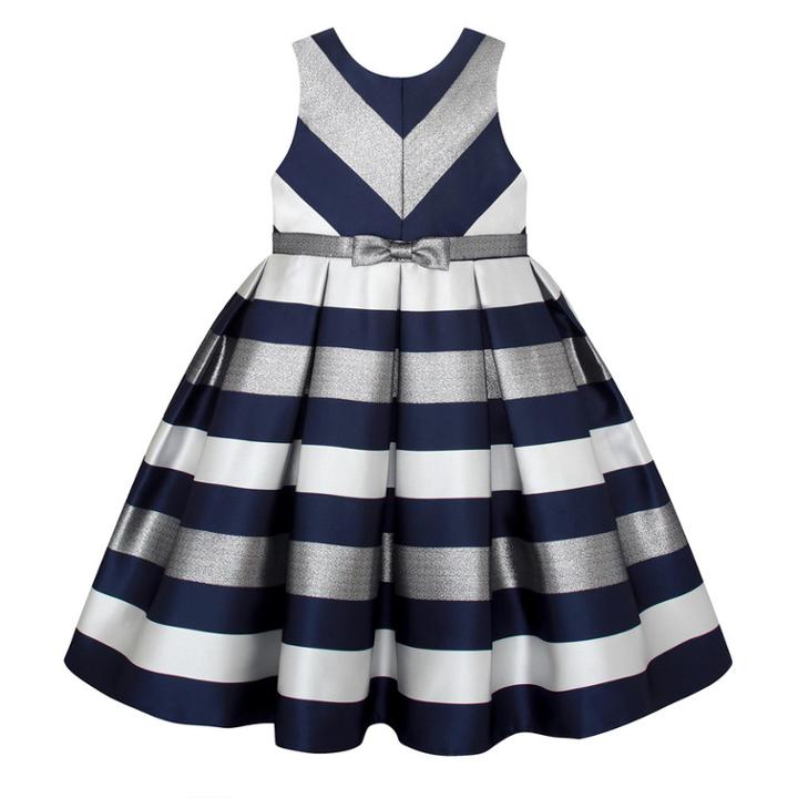 Girls 7-16 & Plus Size American Princess Metallic Striped Dress, Size: 16, Blue (navy)