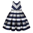 Girls 7-16 & Plus Size American Princess Metallic Striped Dress, Size: 16, Blue (navy)
