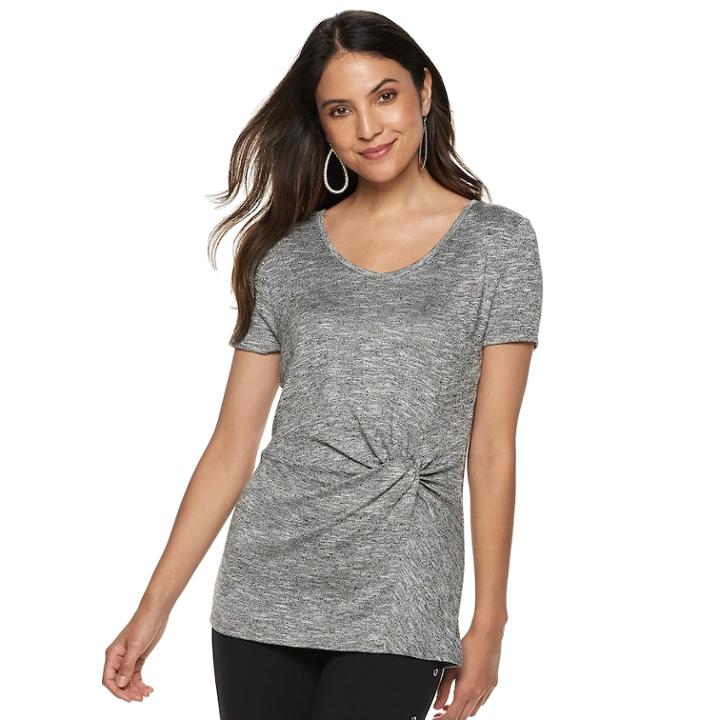 Women's Jennifer Lopez Twist Front Tee, Size: Large, Black