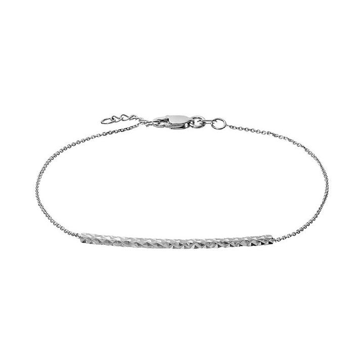 14k White Gold Textured Bar Link Bracelet, Women's, Size: 7.5