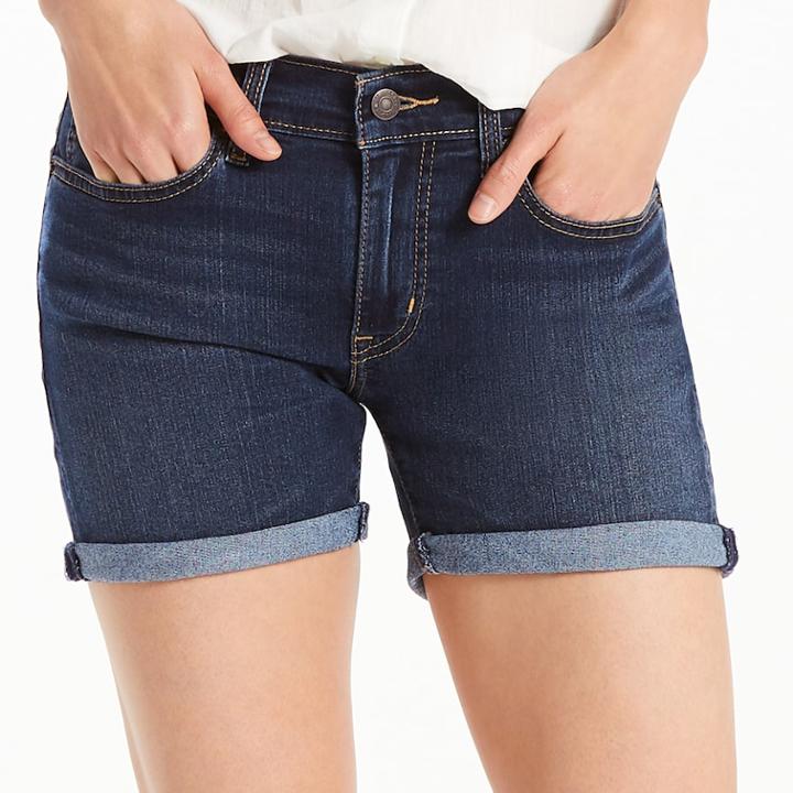 Women's Levi's&reg; Cuffed Mid-length Shorts, Size: 31(us 12)m, Med Blue