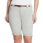 Plus Size Gloria Vanderbilt Joslyn Belted Bermuda Jean Shorts, Women's, Size: 20 W, Dark Blue