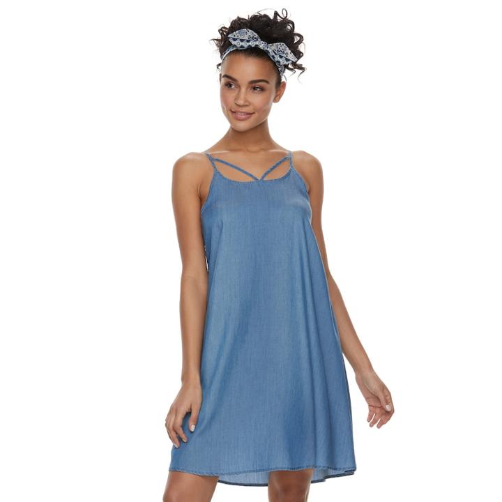 Juniors' So&reg; Strappy Woven Swing Dress, Teens, Size: Large, Light Blue
